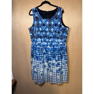 Talbots a-line sleeveless floral checkered dress‎